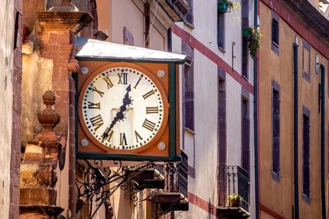 Sardinia, historical clock on a house wall, Bosa, Europe, Province of Oristano, Italy, old,