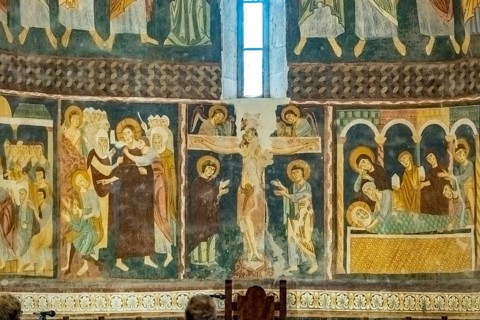 Sardinia, Santissima TrinitÃƒÂ di Saccargia, Romanesque church, fresco wall painting with Christian