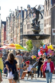 Neptune Fountain in Gdansk, GdaÅsk, Gdansk, Baltic Sea coast, Baltic Sea, pomorskie, Pomeranian
