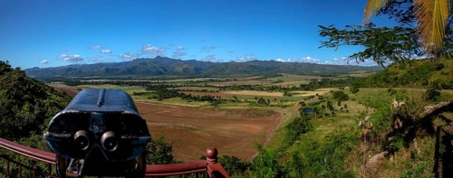 Valle De Los Ingenios Panorama, Mirador viewpoint with binoculars, Cuba, Pinar del Río, Cuba,