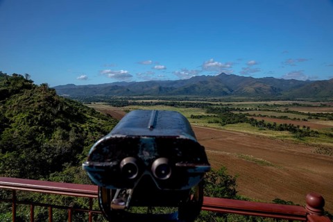Valle De Los Ingenios Panorama, Mirador viewpoint with binoculars, Cuba, Pinar del Río, Cuba,