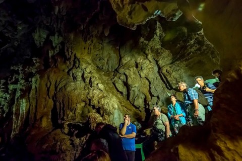 Tourists roam the caves, Caves of the Indians, Cueva del Indio, underground caves with a