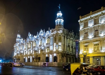 Teatro Nacional, Grand Theatre de Habana, Grand Theatre of Havana by night, Havana, La Habana,