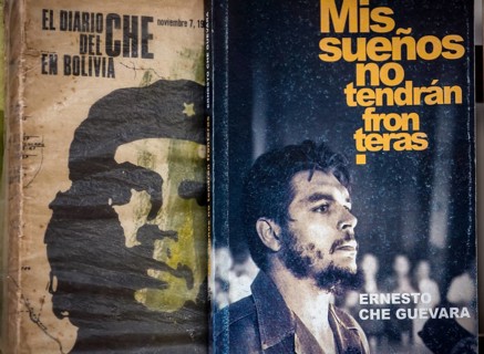 Antiquarian bookshop, used books about Ernesto Che Guevara at the flea market in the streets of Old