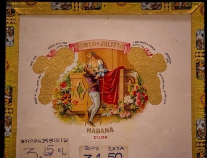 Well-known cigar brand for Cuban cigars Romeo y Julieta in a Cuban cigar shop in the old town of