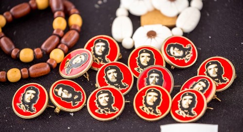 Red-black Ernesto Che Guevara stickers, La Habana, Cuba, Caribbean, Central America, Cuba, Europe,