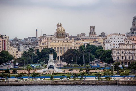 View of the harbour book of Old Havana on the Malecón, La Habana, Cuba, Cuba