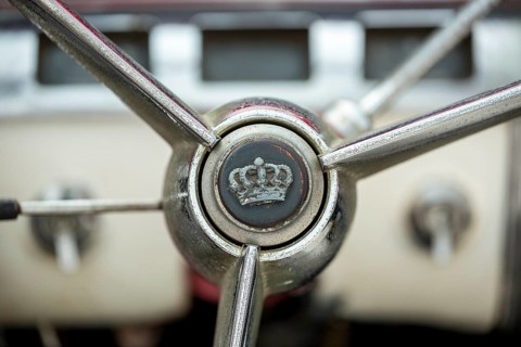 Rotten steering wheel of a Buick road cruiser, vintage car steering wheel, La Habana, Cuba,
