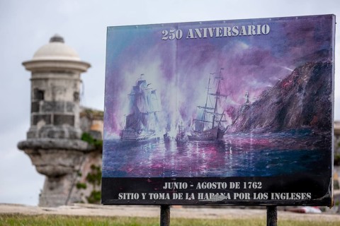 Poster of a painting of the battle against the English 1762, La Habana, Cuba, Caribbean, Central