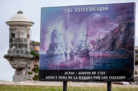 Poster of a painting of the battle against the English 1762, La Habana, Cuba, Caribbean, Central