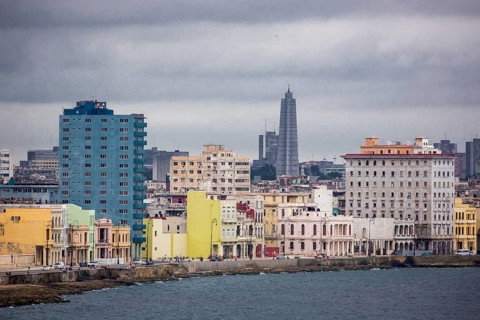 View of old Havana with the Malecon and the Jose Marti Monument on the Square of the Revolution, La
