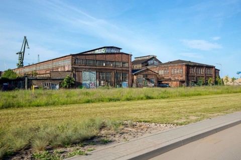 GdaÅsk, old shipyard halls, Gdansk, Baltic Sea coast, Baltic Sea, pomorskie, Pomeranian
