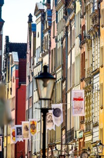 Long alley with gabled houses, GdaÅsk, Gdansk, Baltic Sea coast, Baltic Sea, pomorskie, Pomeranian