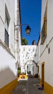 Alley in Evora with lanterns, Evora, Évora district, Portugal