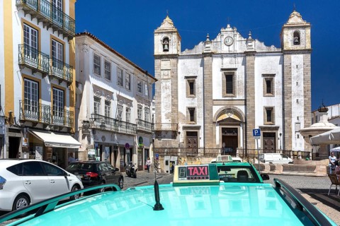 Igreja de Santo Antão on the market square Praca do Giraldo, of Evora, Evora, Évora district,
