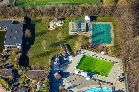 Aerial view, Aqua Spa and Aqua Fun Soest adventure pool, Soest, Soester Börde, North