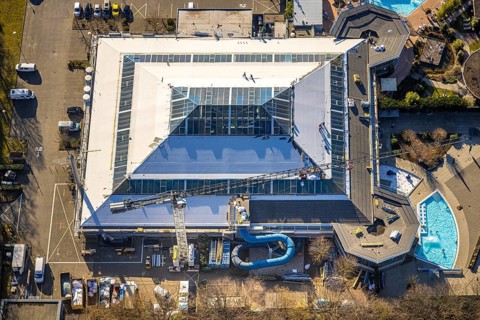 Aerial view, Aqua Spa and Aqua Fun Soest adventure pool, Soest, Soester Börde, North