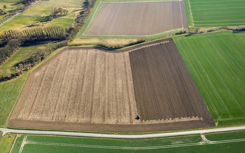 Aerial view, tractor and agricultural work on a field, paradise, Soest, Soester Börde, North