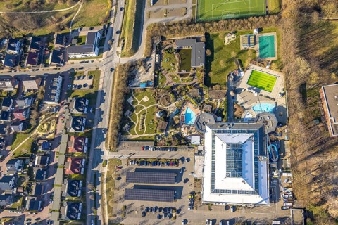 Aerial view, Aqua Spa and Aqua Fun Soest adventure pool, Soest, Soester Börde, North