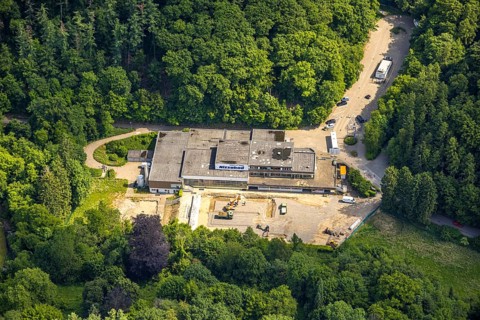 Aerial view, Nizzabad construction site, planned demolition for the construction of a new natural