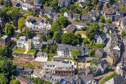 Aerial view, residential area and construction site Benderstraße corner Wiemerstraße, residential