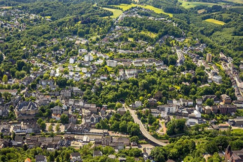 Aerial view, city view Eckeshagen with tunnel Velbert-Langenberg at Dr.-Hans-Karl-Glinz-Straße