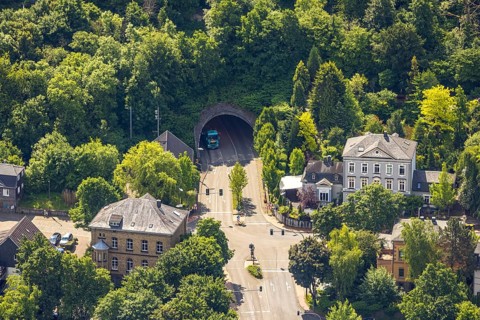 Aerial view, tunnel Velbert-Langenberg at the corner of Dr.-Hans-Karl-Glinz-Straße and Hauptstraße,