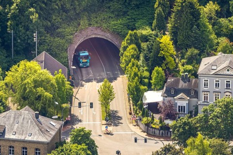 Aerial view, tunnel Velbert-Langenberg at the corner of Dr.-Hans-Karl-Glinz-Straße and Hauptstraße,