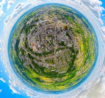 Residential area local view Velbert-Mitte, VelbertMitteErdkugel, fisheye shot, fisheye shot, 360