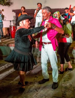Old Cubans dance at the Salza market to the music of a live band, Trinidad, Cuba, Sancti Spíritus,