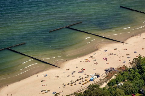 Beach west of KoÅ'obrzeg, Kolobrzeg, Rogowo, Baltic Sea coast, Województwo zachodniopomorskie,