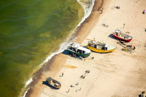 Sarbinowo, fishing, fishing boats lying on the beach, ships, Baltic Sea coast, Województwo