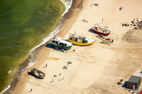 Sarbinowo, fishing, fishing boats lying on the beach, ships, Baltic Sea coast, Województwo
