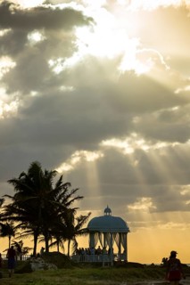 Wedding pavilion on the beach of Varadero with sunset in the hotel complex PARADISUS VARADERO