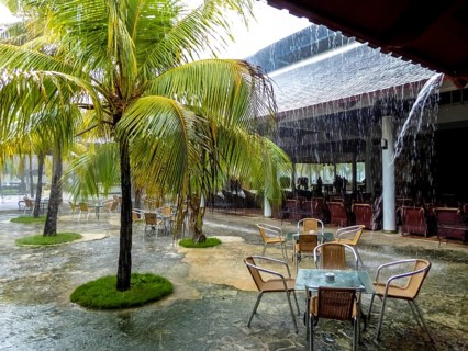 Tropical rain in the hotel complex, Varadero, Cuba, Matanzas, Cuba, Central America