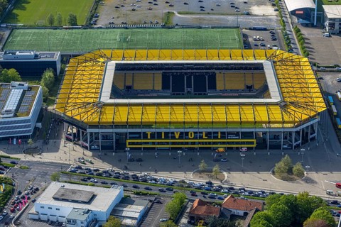 Aerial view, Aachener Tivoli, football stadium at Sportpark Soers, home ground of Alemannia Aachen
