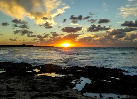 Varadero beach in the PARADISUS VARADERO RESORT SPA hotel complex with sunset, Varadero, Cuba,