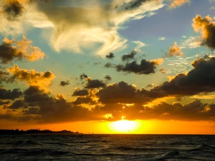 Varadero beach in the PARADISUS VARADERO RESORT SPA hotel complex with sunset, Varadero, Cuba,
