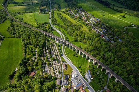 Aerial view, Altenbekener Viaduct, Adenauerstraße, railway viaduct Bridge structure, also called