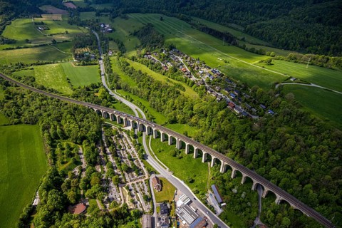 Aerial view, Altenbekener Viaduct, Adenauerstraße, railway viaduct Bridge structure, also called