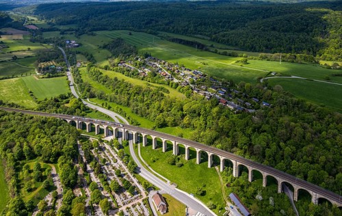 Aerial view, Altenbekener Viaduct, Adenauerstraße, railway viaduct Bridge structure, also called