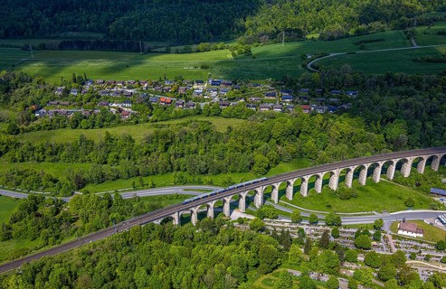 Aerial view, Altenbekener Viaduct, Adenauerstraße, railway viaduct Bridge structure, also called