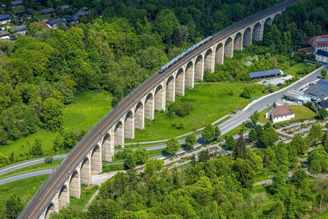 Aerial view, Altenbekener Viaduct, Adenauerstraße, railway viaduct bridge construction, also called