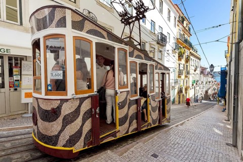 Elevador da Gloria funicular railway, link between the Baixa district and the higher Chiado