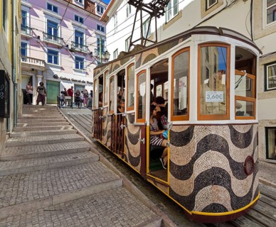 Elevador da Gloria funicular railway, link between the Baixa district and the higher Chiado