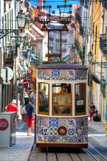 Elevador da Gloria funicular railway, link between the Baixa district and the higher Chiado