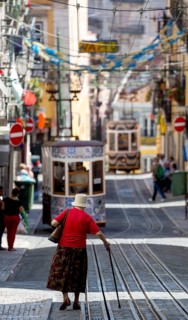 Elevador da Gloria funicular railway, link between the Baixa district and the higher Chiado