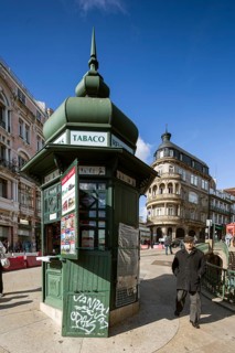 Street kiosk in the old town of Porto, newspaper kiosk at the railway station, Oporto, Porto