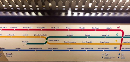 Metro map of Lisbon in the metro, Lisbon, Lisbon district, Portugal