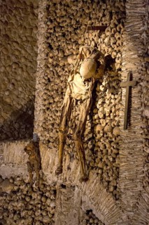 Piled bones in the ossuary, Capela dos ossos parede, chapel of bones, bone chapel, ossuary in